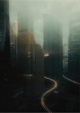 Cyberpunk Skyline at Dusk