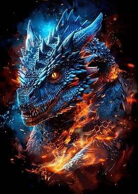 Blue Dragon in Flames