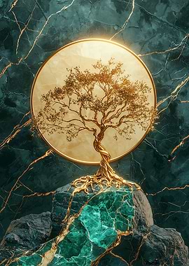 Golden Tree on Marble