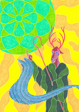 Deer with Staff and Orb