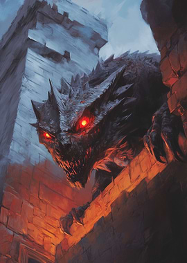 Dragon on Castle Wall