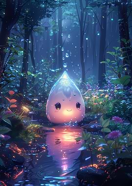 Smiling Raindrop in Forest