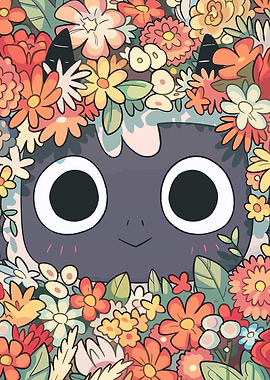 Cute Monster in Flowers