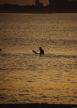 Surfer at Sunset in Baleal Portugal