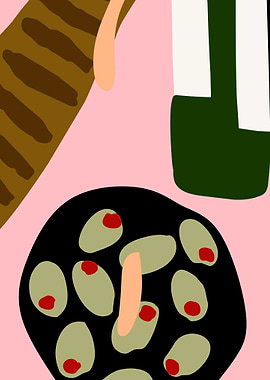 Abstract Olives and Wine