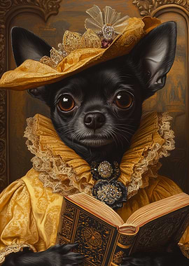 Majestic Chihuahua in Yellow and Gold | Renaissance Chihuahua Poster