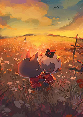 Cat and Sheep Sunset