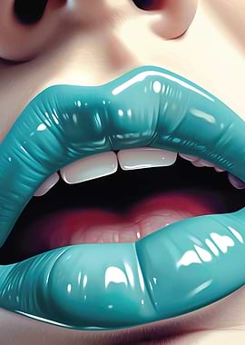 Glossy Teal Lips