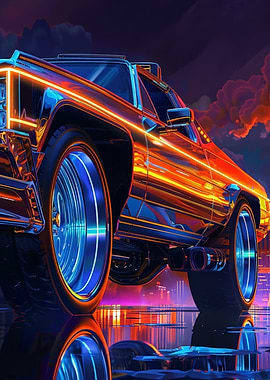 Neon Retro Pickup Truck