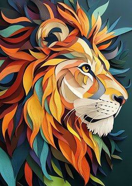 Colorful Paper Lion