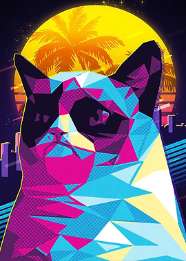 Grumpy Cat 80s Retro Art