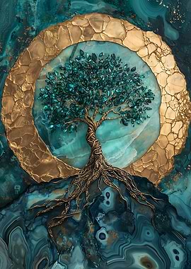 Gold & Teal Tree of Life