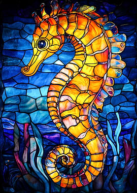 Stained Glass Seahorse