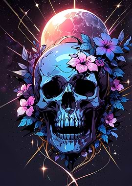 Floral Skull in Space