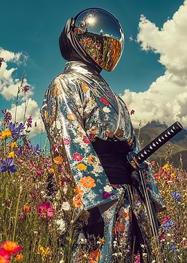 Samurai in a Flower Field