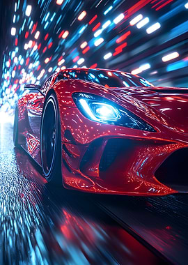 Red Sports Car Night Drive