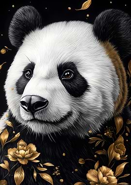 Golden Panda Portrait Animal