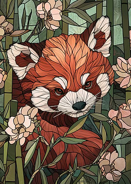 Red Panda in Bamboo Forest