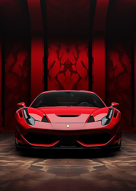 Red Ferrari in Garage