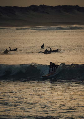 Surfer Riding a Wave in Baleal Portugal OU