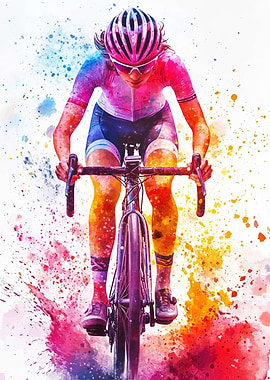 Cyclist in Watercolor