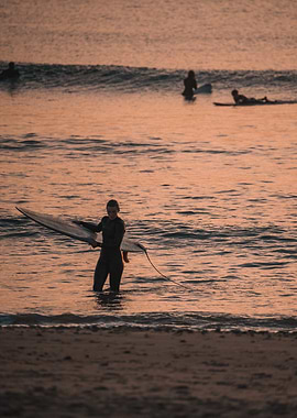 Surfer at Sunset in Baleal Portugal OU