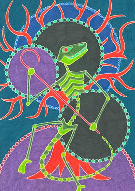 Skeleton Lizard with Staff