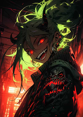 Demon Girl with Green Hair
