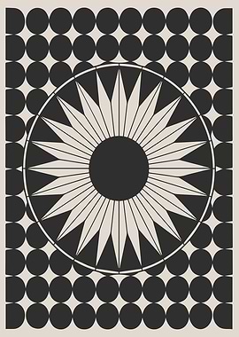 Black and White Bauhaus Geometric Floral Art