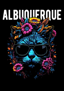 Albuquerque Cat with Flowers