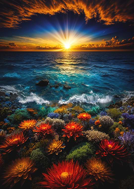 Sunset Ocean Bloom