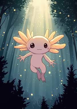 Cute Axolotl in Forest