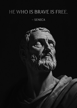 Seneca Quote - He Who Is Brave Is Free