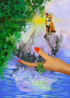 Fox on Mountaintop in Hand