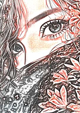 Woman's Eye with Floral Detail