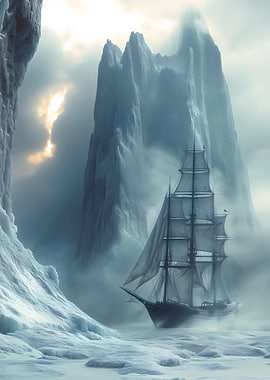 Ghost Ship And Foggy Peaks