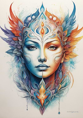 Watercolor Fantasy Woman