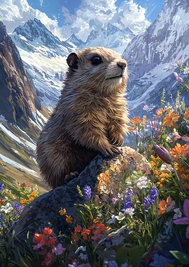 Marmot in Mountain Meadow