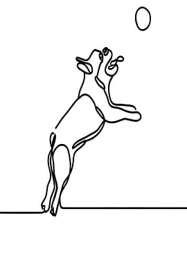 Dog Catching Ball Line Art
