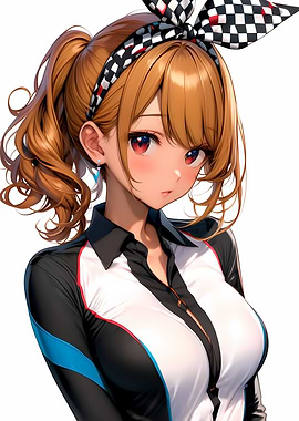 Anime Girl with Checkered Headband