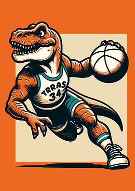 Dinosaur Basketball Player