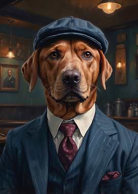 Red Labrador Retriever Dog Wearing a Suit