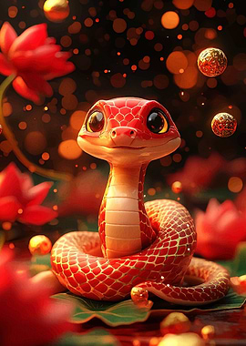 Cute Red Snake Illustration