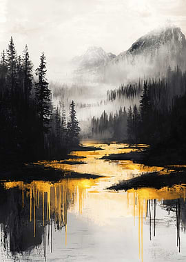 Golden Mountain Landscape