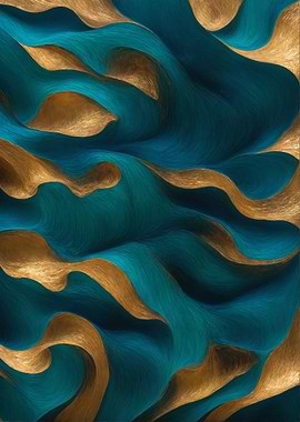 Flowing Gold and Teal Waves