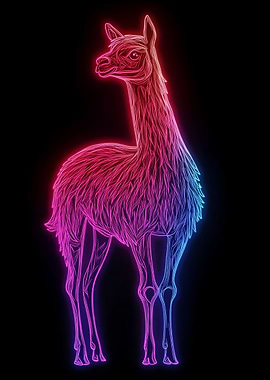 Neon Llama Illustration