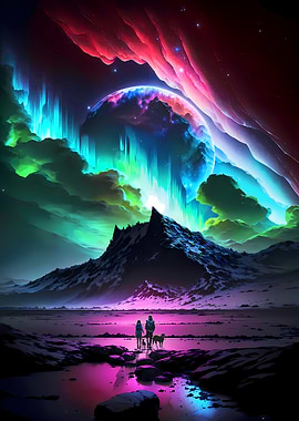 Cosmic Aurora Landscape
