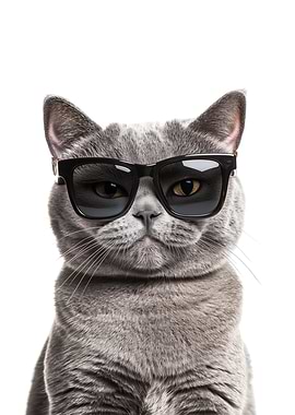 Cool British Shorthair Cat in Sunglasses