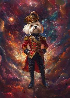 Space Dog in Uniform | Cosmic Nutcracker Maltese Dog