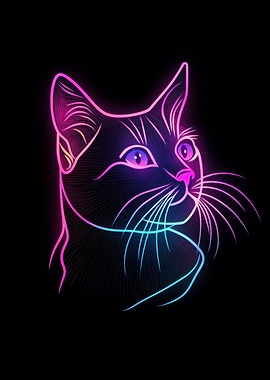 Neon Cat Portrait